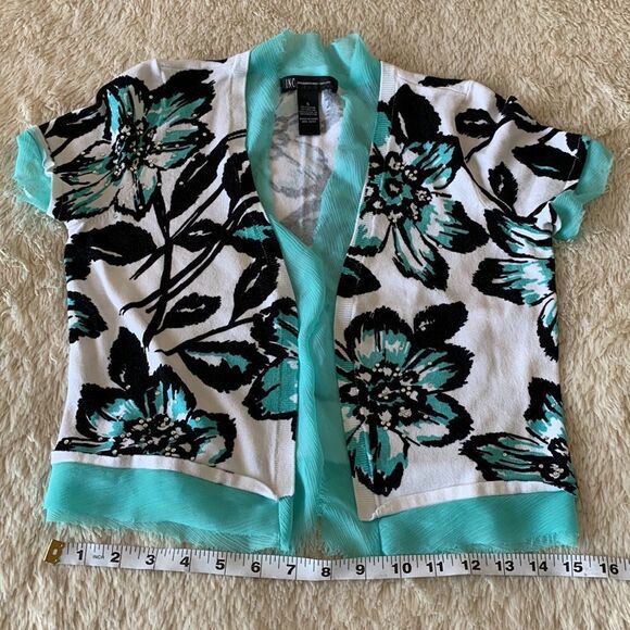 I-N-C black and blue floral sweater cover up - Picture 15 of 16